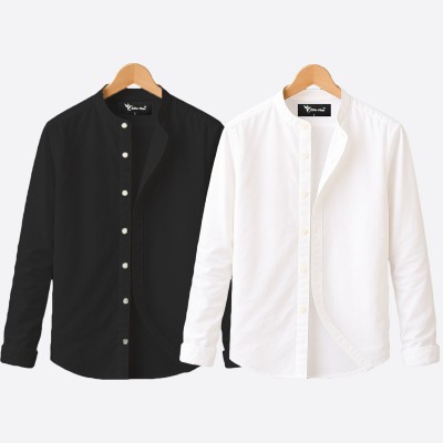 2pcs Ban Collar full sleeve shirt